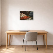 Unframed poster print of Friedrich von Amerling's Sleeping Fisherwoman displayed on a wall in a office
