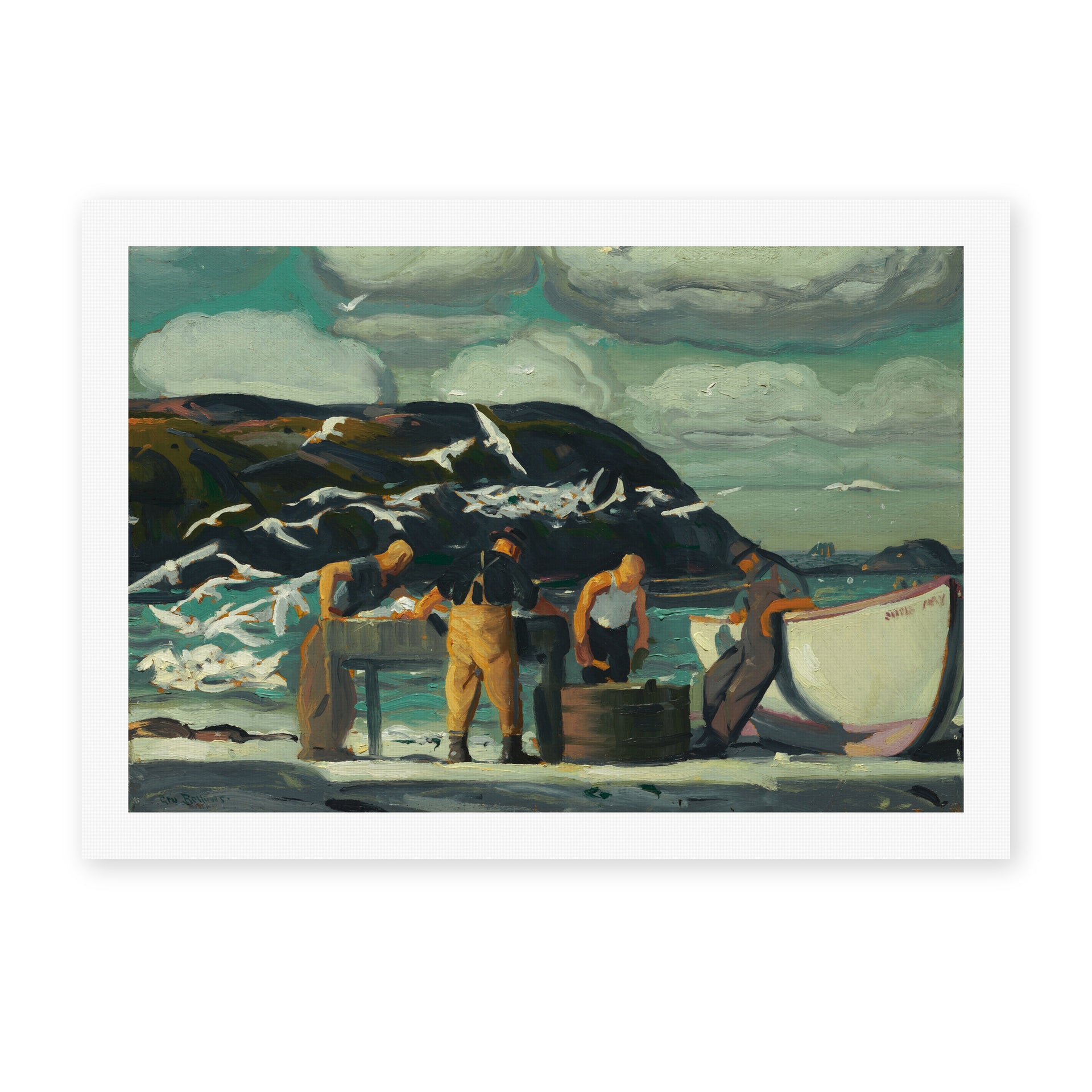 George Bellows's 'Cleaning Fish' painting reproduced as a rolled canvas print