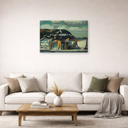 Gallery-wrapped canvas print of George Bellows's Cleaning Fish displayed on a wall in a living room