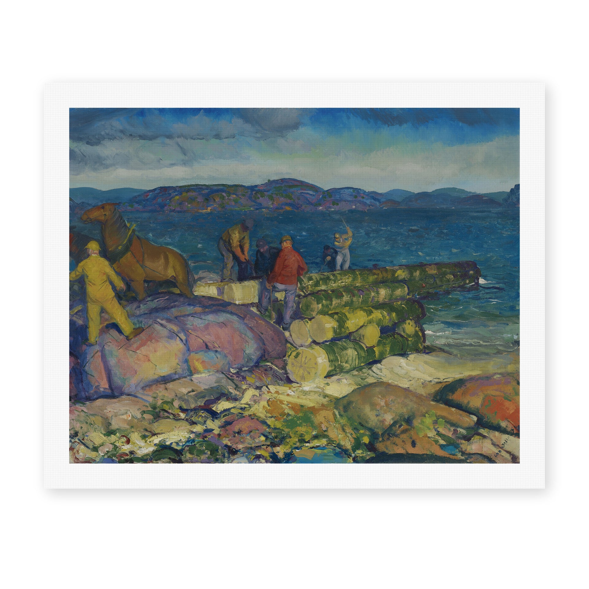 George Bellows's 'Dock Builders' painting reproduced as a rolled canvas print