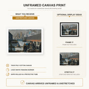George Bellows - Men of the Docks canvas print size comparison and framing display infographic