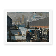 George Bellows's 'Men of the Docks' painting reproduced as a rolled canvas print, an early-1900s scene of dockworkers on the New York waterfront, part of his Ashcan School output