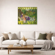 Unframed poster print of George Bellows's My Family displayed on a wall in a living room