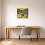 Unframed poster print of George Bellows's My Family displayed on a wall in a office