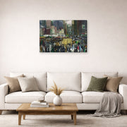 Gallery-wrapped canvas print of George Bellows's New York displayed on a wall in a living room