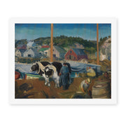 George Bellows's 'Ox Team, Wharf at Matinicus' painting reproduced as a rolled canvas print