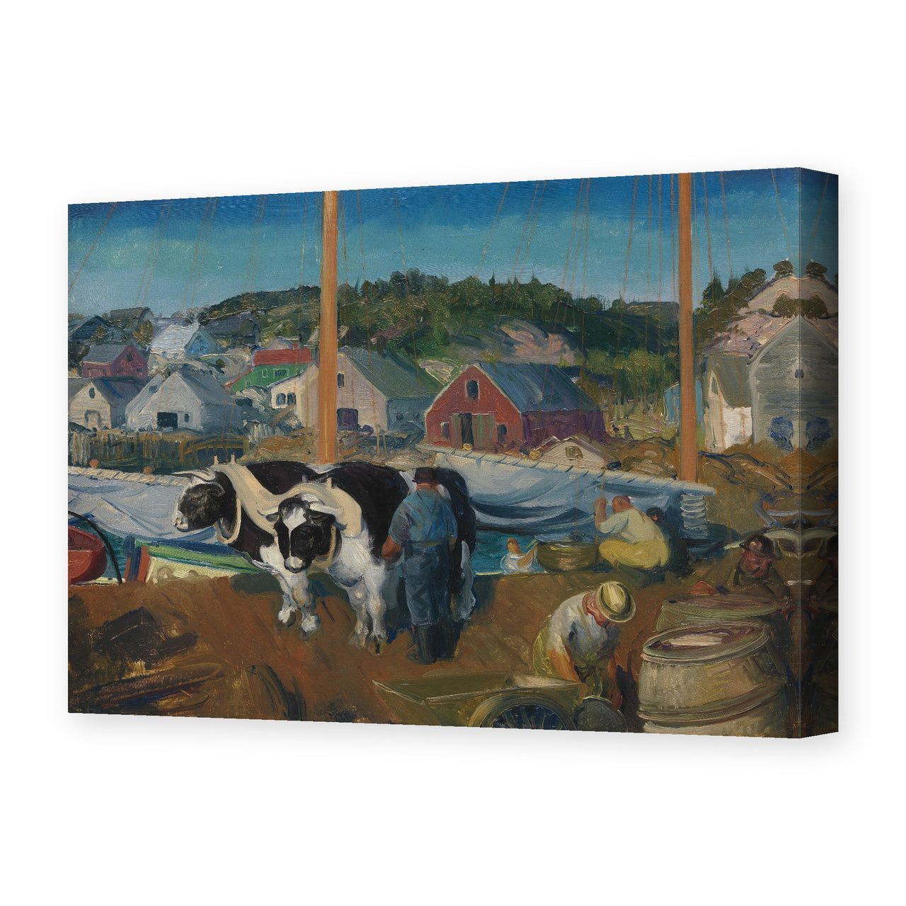 George Bellows's 'Ox Team, Wharf at Matinicus' painting reproduced as a gallery-wrapped canvas print