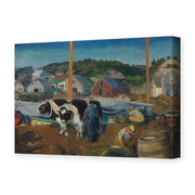 George Bellows's 'Ox Team, Wharf at Matinicus' painting reproduced as a gallery-wrapped canvas print