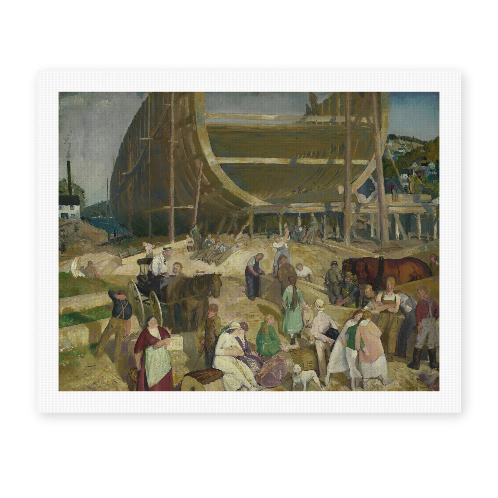 George Bellows's 'Shipyard Society' painting reproduced as a rolled canvas print