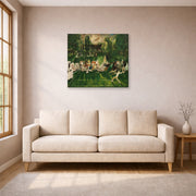 Gallery-wrapped canvas print of George Bellows's Tennis Tournament displayed on a wall in a living room