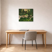 Gallery-wrapped canvas print of George Bellows's Tennis Tournament displayed on a wall in a office