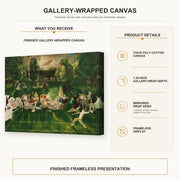 George Bellows - Tennis Tournament gallery wrap canvas construction and hanging details infographic