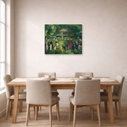 Gallery-wrapped canvas print of George Bellows's Tennis at Newport displayed on a wall in a dining room
