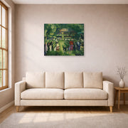 Gallery-wrapped canvas print of George Bellows's Tennis at Newport displayed on a wall in a living room