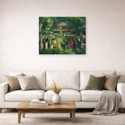 Gallery-wrapped canvas print of George Bellows's Tennis at Newport displayed on a wall in a living room