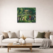 Unframed poster print of George Bellows's Tennis at Newport displayed on a wall in a living room