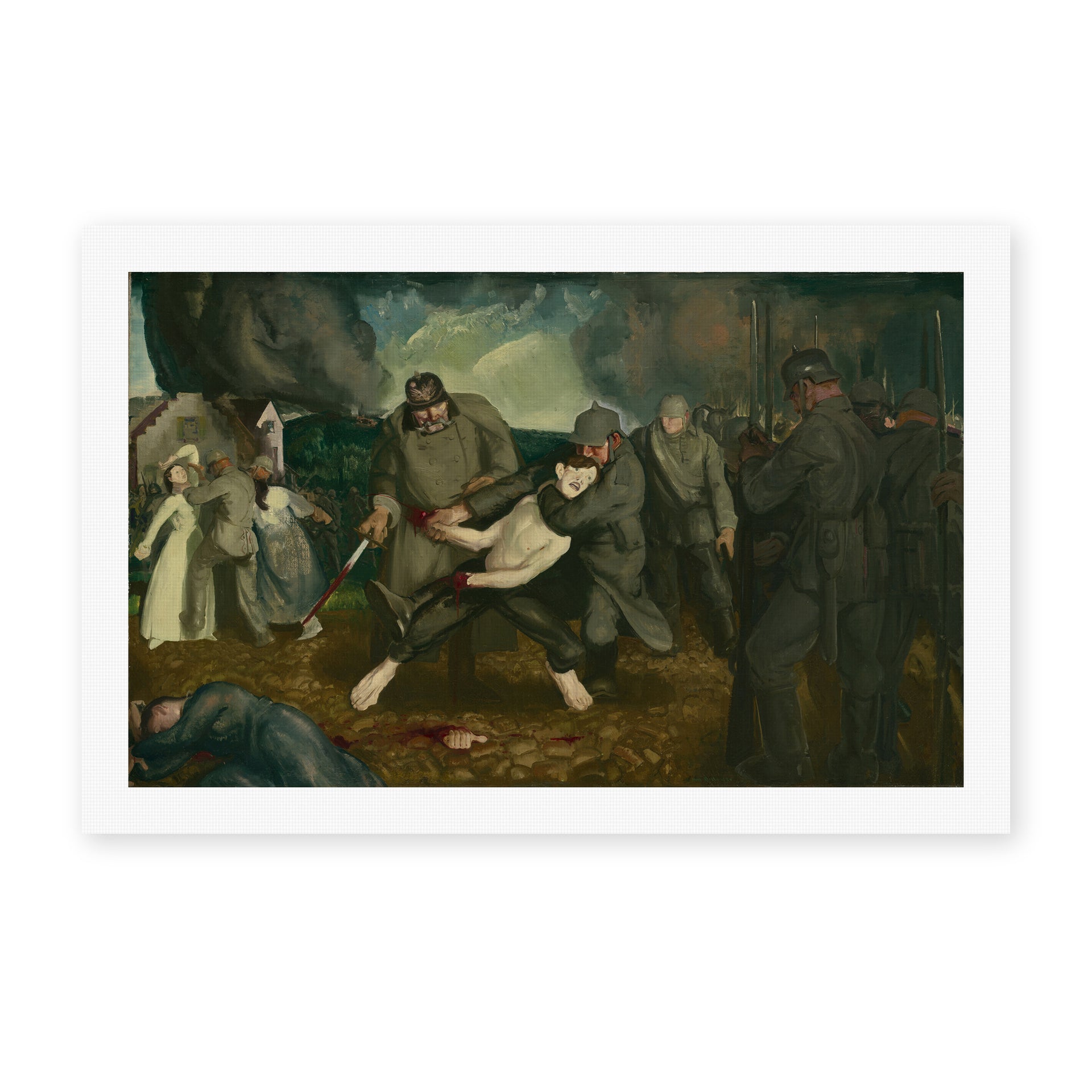 George Bellows's 'The Germans Arrive' painting reproduced as a rolled canvas print