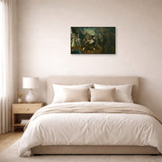 Gallery-wrapped canvas print of George Bellows's The Germans Arrive displayed on a wall in a bedroom