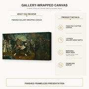 George Bellows - The Germans Arrive gallery wrap canvas construction and hanging details infographic