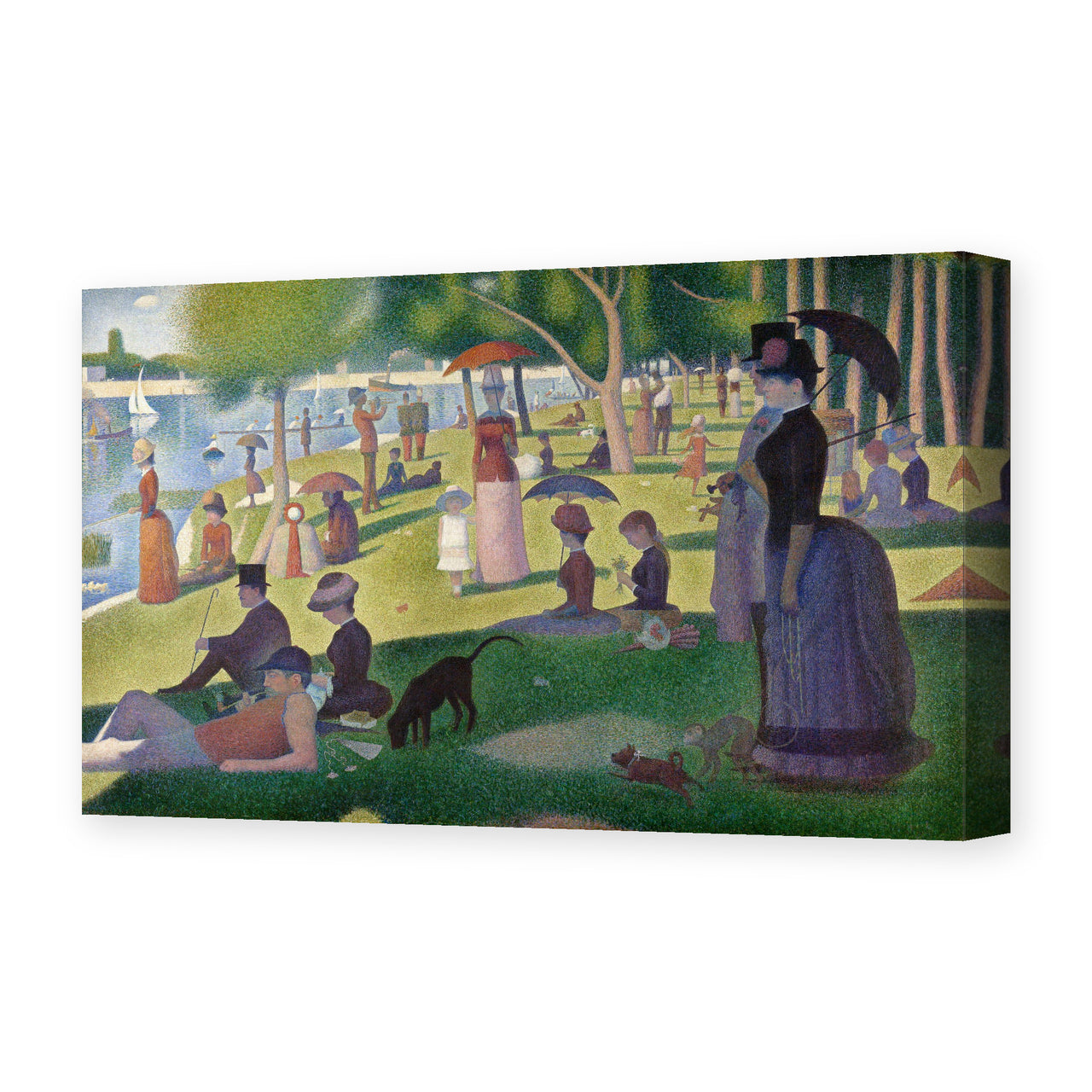 Georges Seurat's 'A Sunday on La Grande Jatte' painting reproduced as a gallery-wrapped canvas print, Seurat's best-known Pointillist scene of Parisians at leisure on the Seine