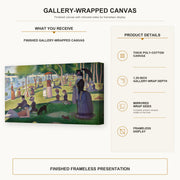 Georges Seurat - A Sunday on La Grande Jatte gallery wrap canvas construction and hanging details infographic