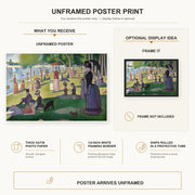 Georges Seurat - A Sunday on La Grande Jatte poster print size comparison and framing display infographic