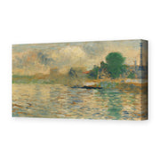Georges Seurat's 'Barge on the Seine' painting reproduced as a gallery-wrapped canvas print