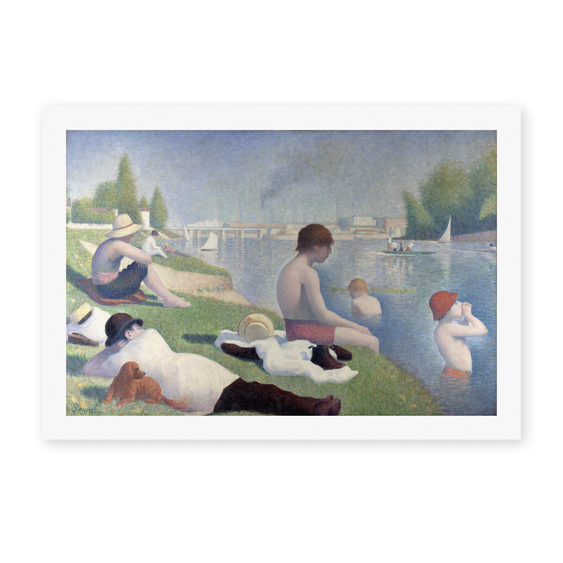Georges Seurat's 'Bathers' painting reproduced as a rolled canvas print