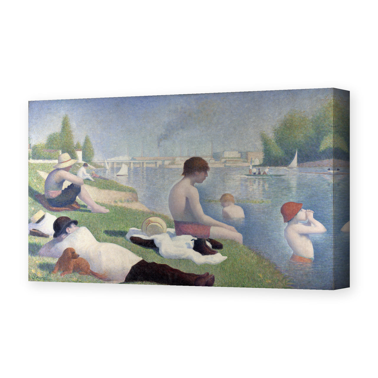 Georges Seurat's 'Bathers' painting reproduced as a gallery-wrapped canvas print
