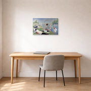 Gallery-wrapped canvas print of Georges Seurat's Bathers displayed on a wall in a office