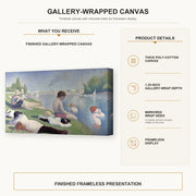 Georges Seurat - Bathers gallery wrap canvas construction and hanging details infographic