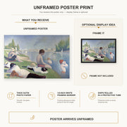 Georges Seurat - Bathers poster print size comparison and framing display infographic