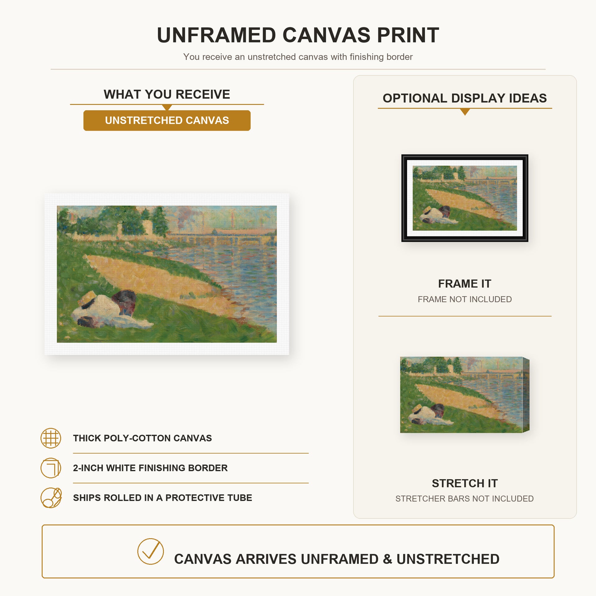 Georges Seurat - Cadet From Saint Cyr canvas print size comparison and framing display infographic