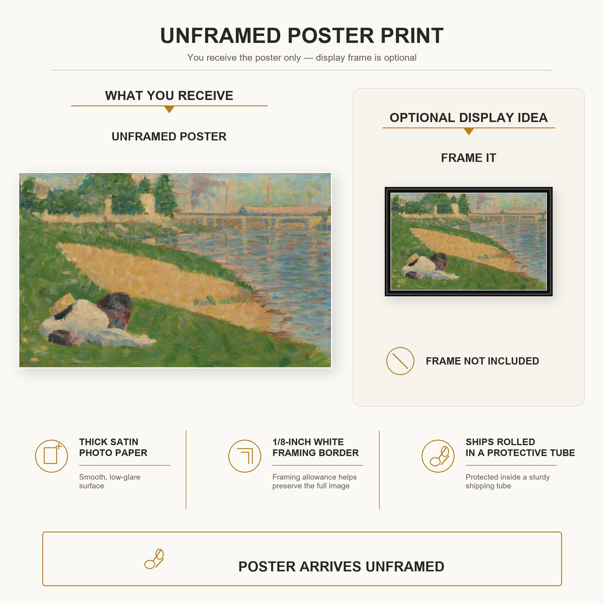 Georges Seurat - Cadet From Saint Cyr poster print size comparison and framing display infographic