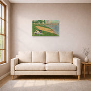 Unframed poster print of Georges Seurat's Cadet From Saint Cyr displayed on a wall in a living room