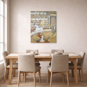 Gallery-wrapped canvas print of Georges Seurat's Circus displayed on a wall in a dining room