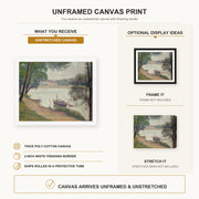 Georges Seurat - Gray Weather, Grande Jatte canvas print size comparison and framing display infographic