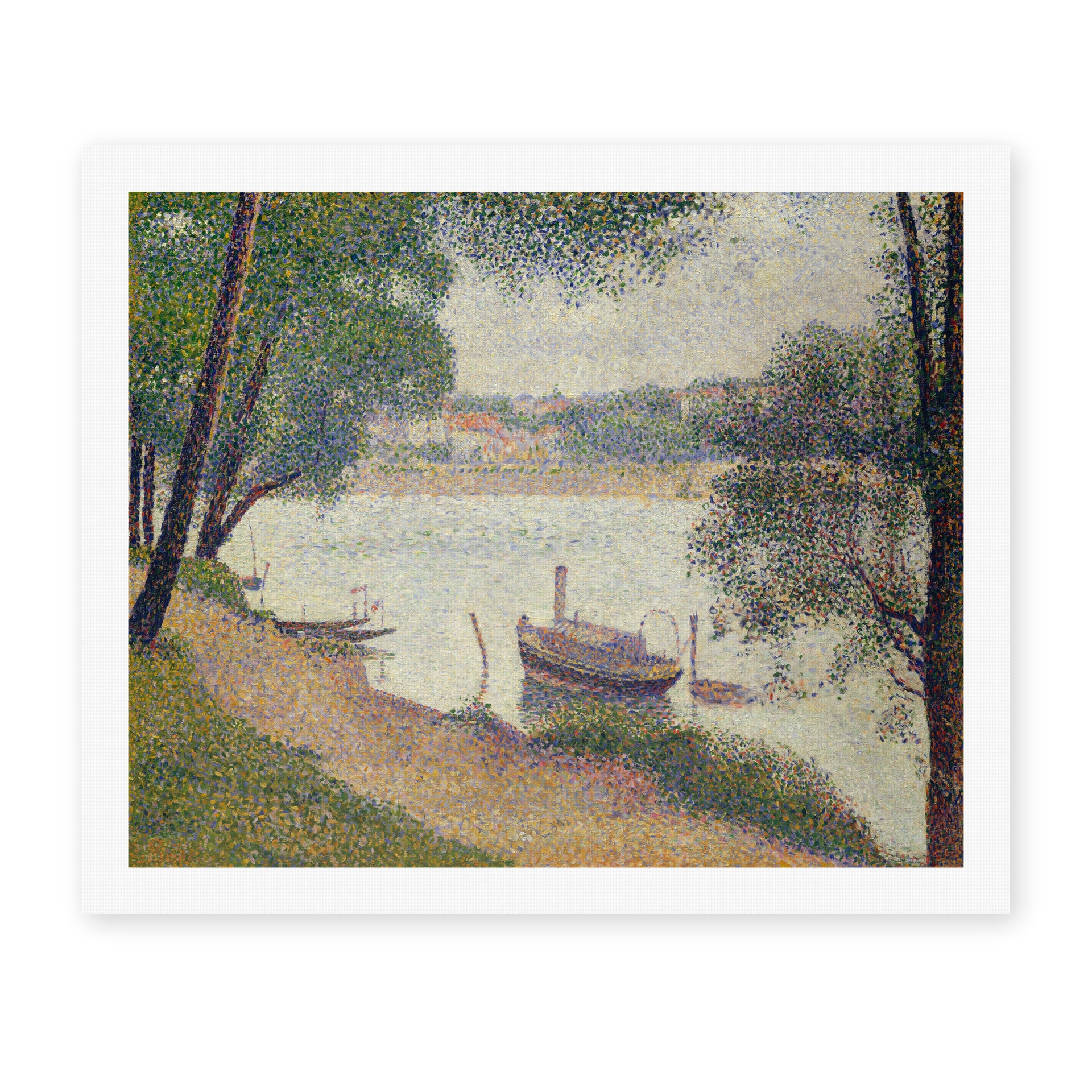 Georges Seurat's 'Gray Weather, Grande Jatte' painting reproduced as a rolled canvas print