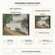 Georges Seurat - Gray Weather, Grande Jatte poster print size comparison and framing display infographic