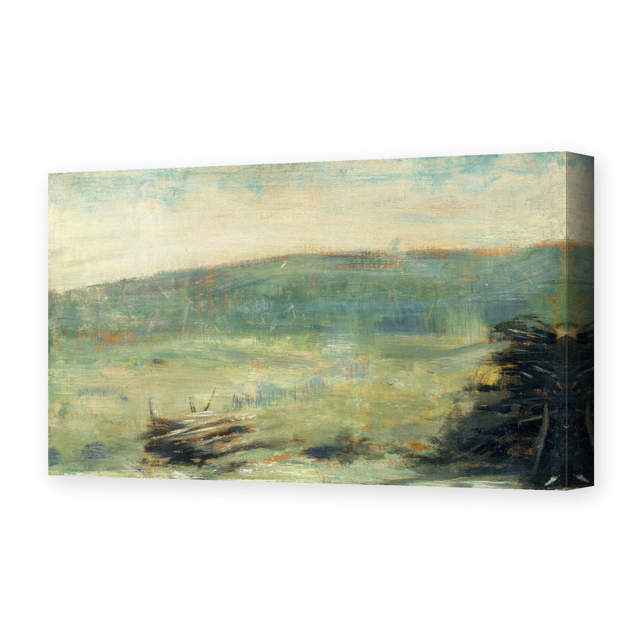 Georges Seurat's 'Landscape at Saint-Ouen' painting reproduced as a gallery-wrapped canvas print