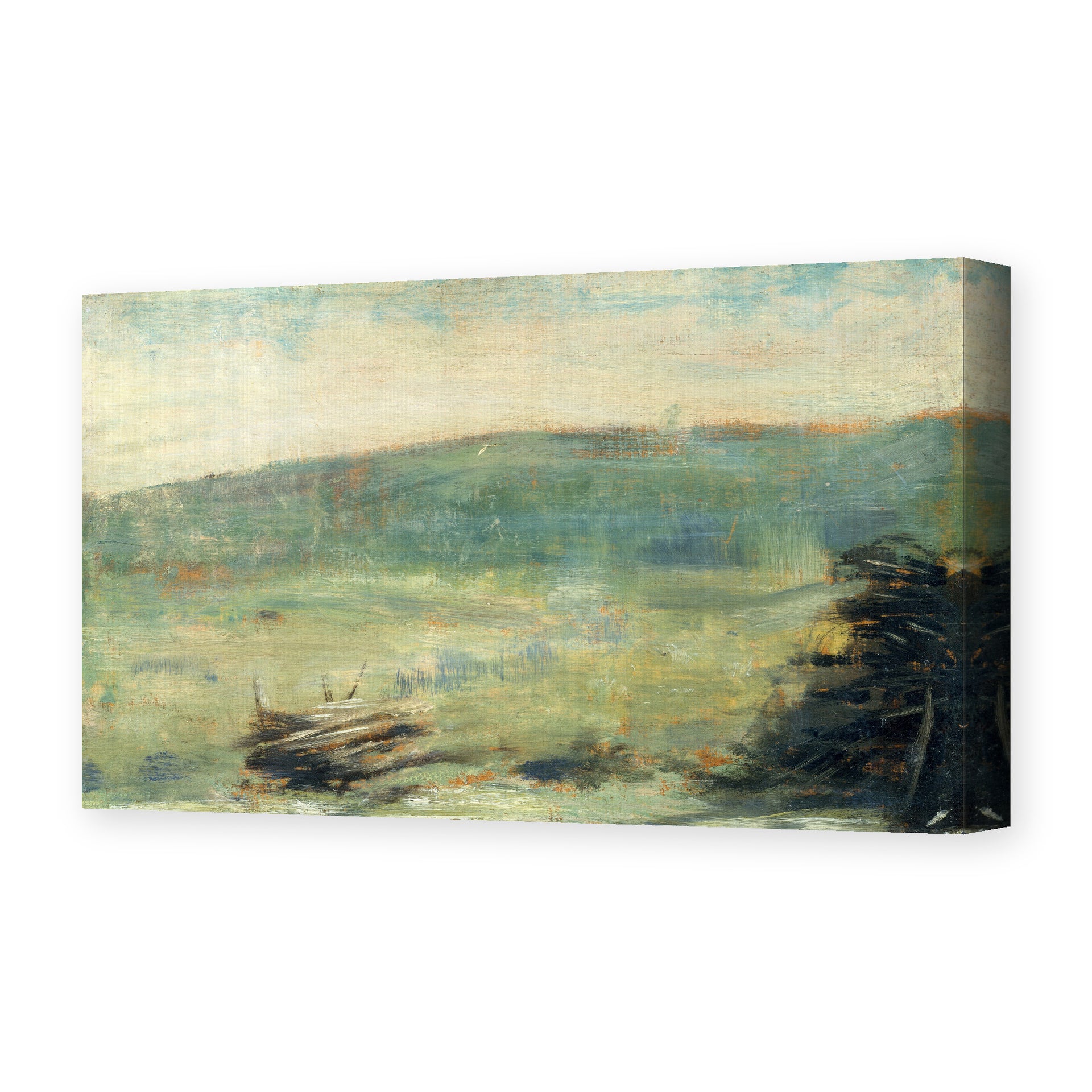 Georges Seurat's 'Landscape at Saint-Ouen' painting reproduced as a gallery-wrapped canvas print