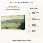 Georges Seurat - Landscape at Saint-Ouen gallery wrap canvas construction and hanging details infographic