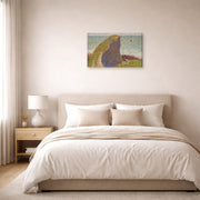 Gallery-wrapped canvas print of Georges Seurat's Study for Le Bec du Hoc, Grandcamp displayed on a wall in a bedroom