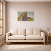 Gallery-wrapped canvas print of Georges Seurat's Study for Le Bec du Hoc, Grandcamp displayed on a wall in a living room