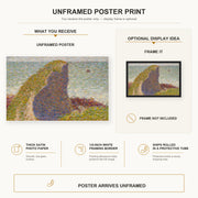 Georges Seurat - Study for Le Bec du Hoc, Grandcamp poster print size comparison and framing display infographic