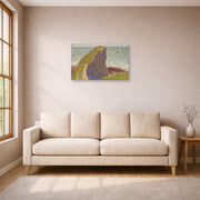 Unframed poster print of Georges Seurat's Study for Le Bec du Hoc, Grandcamp displayed on a wall in a living room