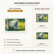 Georges Seurat - The Gardener canvas print size comparison and framing display infographic