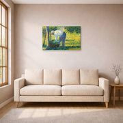 Gallery-wrapped canvas print of Georges Seurat's The Gardener displayed on a wall in a living room