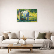 Gallery-wrapped canvas print of Georges Seurat's The Gardener displayed on a wall in a living room