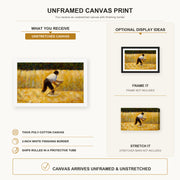 Georges Seurat - The Mower canvas print size comparison and framing display infographic